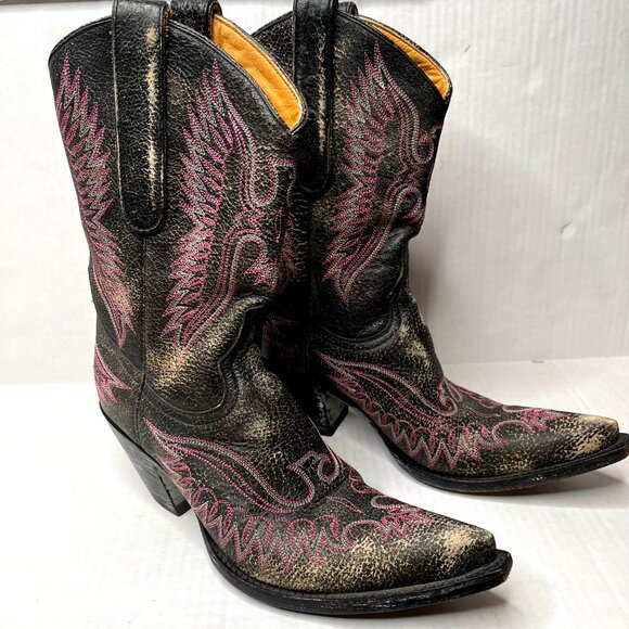 Old Gringo Eagle Western Boots Size 7 Distressed Pink Brown Leather Knee High - Picture 5 of 14